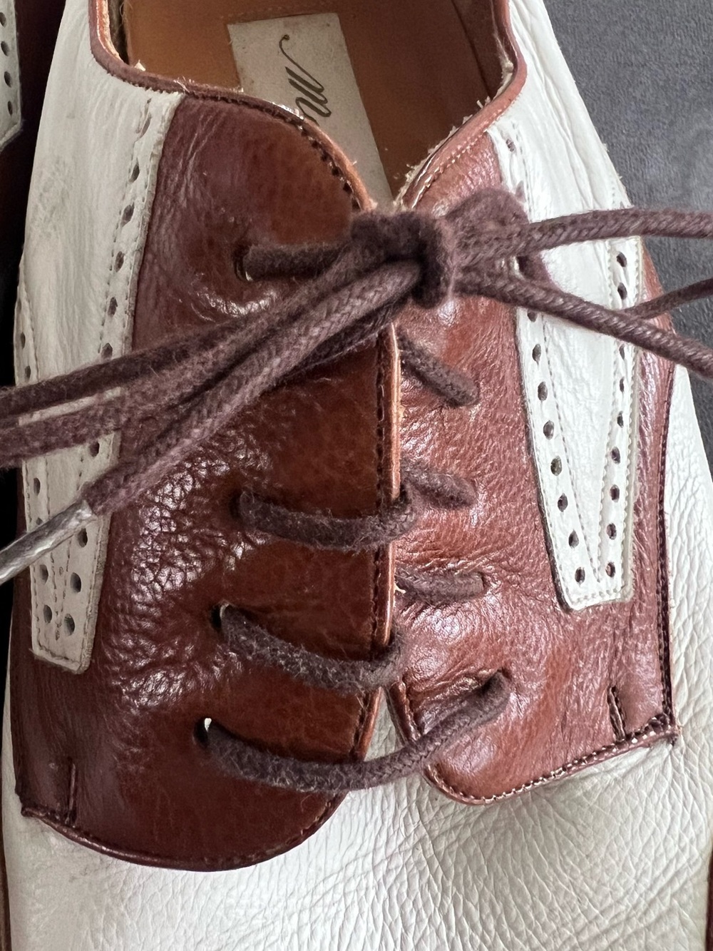 Mezlan Spectator Wingtip Oxfords Men’s US 12 Brown White Leather/Spain - Picture 5 of 16